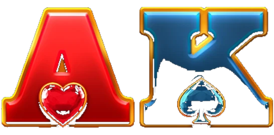 Ace and King card symbols on red plaques in Fortune Doors